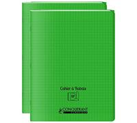 CONQUÉRANT Set di 2 quaderni con patta cucita, 24 x 32 cm, 96 P, 90 g, a quadretti grandi, colore: verde