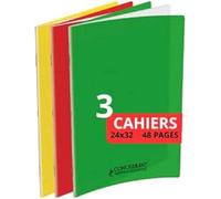 CONQUERANT Set di 3 quaderni classici, 24 x 32 cm, quadretti, 48 pagine cucite, colori assortiti