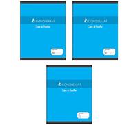 CONQUÉRANT Set di 3 quaderni per bozza, 17 x 22 cm, 96 pagine, 56 g, a quadretti grandi, blu