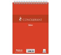 Conquérant Set di 40 blocchi per appunti, steno, linea A5, 7 mm, 180 pagine, rilegatura integrale, copertina cartacea, colore: rosso