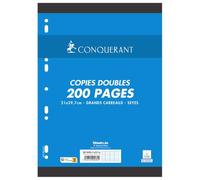 Conqueror Fogli singoli perforati A4 90 g 200 pagine Seyès Copie Copie Doppi perforées Conquérant - 200 pagine A4 70g - Grands carreaux Seyès. Conquérant a développé une réglure 2 couleurs, en