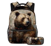 Conquista la classe con il nostro set di 2 zaini per bambini, zaino e astuccio di grande capacità per ragazzi ragazze adolescenti, motivo vintage farfalla, Multicolore#05, B：29.4x20x40cm\