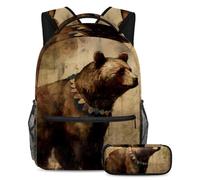 Conquista la classe con il nostro set di 2 zaini per bambini, zaino e astuccio di grande capacità per ragazzi ragazze adolescenti, motivo vintage farfalla, Multicolore#06, B:29.4x20x40cm\