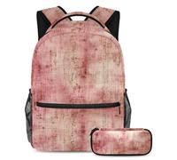 Conquista la classe con il nostro set di 2 zaini per bambini, zaino grande capacità e astuccio per ragazzi, ragazze adolescenti, motivo rosa vintage screziato, Multicolore#02, B：29.4x20x40cm\