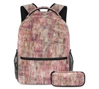 Conquista la classe con il nostro set di 2 zaini per bambini, zaino grande capacità e astuccio per ragazzi, ragazze adolescenti, motivo rosa vintage screziato, Multicolore#06, B：29.4x20x40cm\