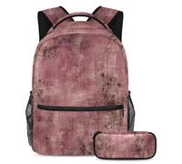 Conquista la classe con il nostro set di 2 zaini per bambini, zaino grande capacità e astuccio per ragazzi, ragazze adolescenti, motivo rosa vintage screziato, Multicolore#08, B：29.4x20x40cm\