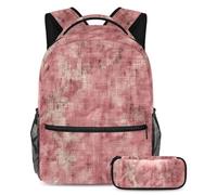 Conquista la classe con il nostro set di 2 zaini per bambini, zaino grande capacità e astuccio per ragazzi, ragazze adolescenti, motivo rosa vintage screziato, Multicolore#05, B：29.4x20x40cm\