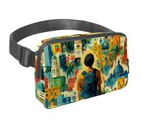 Conquista le tue avventure con stile con il nostro marsupio da viaggio, la borsa a tracolla definitiva per uomini e donne, motivo paesaggistico da viaggio, Multicolore#01, 1.5x9.0x5.9in/4x23x15cm