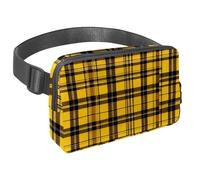 Conquista le tue avventure con stile con il nostro marsupio da viaggio, la borsa a tracolla definitiva per uomini e donne, motivo scozzese retrò giallo, Multicolore#08, 1.5x9.0x5.9in/4x23x15cm