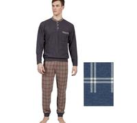 CONQUISTA Pigiama Uomo Invernale Caldo e Morbido, Maglia Manica Lunga e Pantalone Lungo, 50% Cotone 50% Acrilico, Colore Avio, Made in Italy, Art. 7172 (IT, Testo, S, Regular, Regular, Avio)