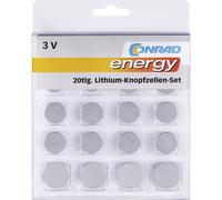 Conrad energy 650675 Kit batterie a bottone Ogni 2x CR1025, CR1620, CR1632, CR2