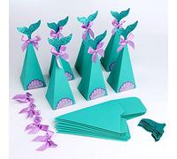 Conruich 20 pezzi scatole regalo sirena scatola triangolo festa scatole carta caramelle sirena souvenir sirena, per l'arredamento feste compleanno, feste a tema sirena, addio al nubilato o baby shower
