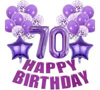 Conruich Decorazione 70° compleanno donna decorazione compleanno 70 anni donna palloncini 70° compleanno decorazione donna viola compleanno 70° compleanno 70 anni donna felice compleanno 70°
