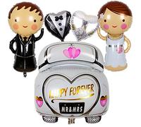 Conruich Palloncino per coppia di sposi, con scritta "Mr and Mrs", decorazione per matrimonio, per auto, matrimonio, elio, coppia di sposi a forma di cuore, per fidanzamento, matrimonio, decorazione