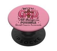 Consapevolezza cristiana del cancro al seno - Gesù Fede Dio Croce PopSockets PopGrip Adesivo