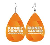 Consapevolezza del cancro ai reni Orecchini in finta pelle con nastro arancione Orecchini pendenti a goccia per donne e ragazze