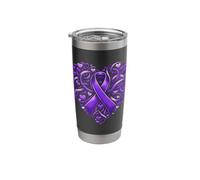 Consapevolezza del cancro al pancreas del cuore del nastro viola Bicchiere termico in acciaio inox doppia parete