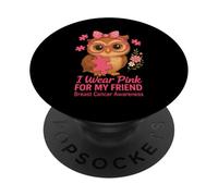 Consapevolezza del cancro al seno che indosso rosa per il mio amico gufo PopSockets PopGrip Adesivo