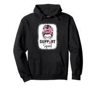 Consapevolezza del Cancro al Seno Donne Support Squad Chignon disordinato Felpa con Cappuccio