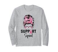Consapevolezza del Cancro al Seno Donne Support Squad Chignon disordinato Maglia a Manica