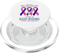 Consapevolezza del cancro della tiroide del combattente del nastro viola rosa foglia di tè PopSockets PopGrip per MagSafe