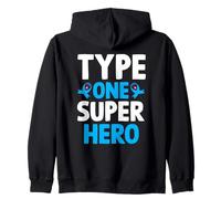 Consapevolezza del diabete Guerriero T1D del Supereroe di Tipo Uno Felpa con Cappuccio