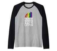 Consapevolezza del Gay Pride LGBT - I Libri di Queer SALVANO Vite Maglia con Maniche Raglan