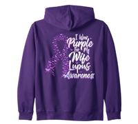 Consapevolezza del Lupus Indosso Il Viola per mia Moglie Felpa con Cappuccio