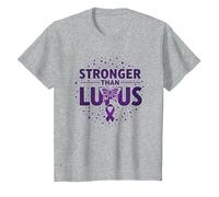 Consapevolezza del Lupus per Le Donne: più Forte del Lupus Maglietta, Bambini, Grigio Melange, 2 Anni