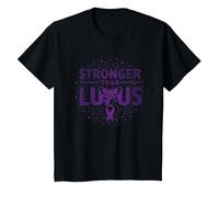 Consapevolezza del Lupus per Le Donne: più Forte del Lupus Maglietta, Bambini, Nero, 3 Anni