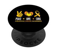Consapevolezza del nastro d'oro dei guerrieri del cancro infantile dell'amore della pace PopSockets PopGrip Adesivo