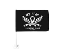 Consapevolezza del Parkinson Il mio eroe ora è il mio angelo 1 Clip per finestra per bandiere per auto Protezione solare Decorazione Striscione bifacciale da 12x18 pollici per camion
