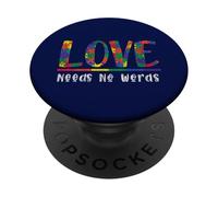 Consapevolezza dell"autismo L"amore non ha bisogno di parole Consapevolezza dei bambini autistici PopSockets PopGrip Adesivo