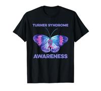 Consapevolezza della sindrome di Turner, Farfalla, Nastro Viola, TS genetico Maglietta con Stampa Grafica Economica