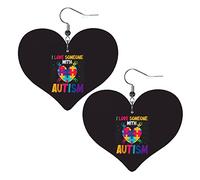 Consapevolezza dell'autismo Amo qualcuno con autismo Orecchini in pelle per le donne Orecchini pendenti con ciondolo a forma di cuore con gancio Regali per ragazza adulta