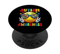 Consapevolezza dell'autismo Groovy Smile Face Peace Puzzle Donne Uomini PopSockets PopGrip Adesivo