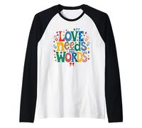 Consapevolezza dell'autismo L'Amore Non ha Bisogno di Parole Puzzle Maglia con Maniche Raglan