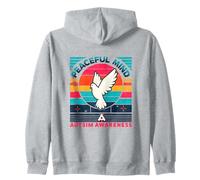 Consapevolezza dell'autismo Mente Pacifica Colomba Retro Tramonto Vibe Felpa con Cappuccio