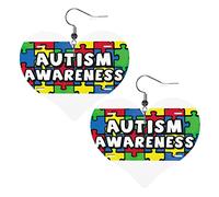 Consapevolezza dell'autismo Orecchini in pelle con motivo a puzzle per le donne Orecchini pendenti con pendente a goccia con gancio Regali per ragazza adulta