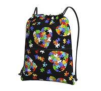 Consapevolezza dell'autismo Pezzi del puzzle Cuore Tempo libero all'aperto Zaino con coulisse con cerniera =>> 15,3 x 18 pollici / 39 x 46 cm (LXH), ottimo per viaggi, bagaglio a mano, bagagli, camp