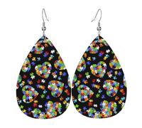 Consapevolezza dell'autismo pezzi puzzle cuore lacrima trafitto orecchini per le donne, orecchini geometrici, moda ciondola gioielli per eventi serali