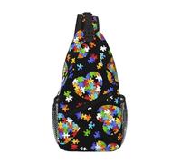 Consapevolezza dell'autismo Puzzle Pezzi Cuore Sling Borsa Petto Per Gli Uomini E Le Donne Piccola Borsa A Tracolla Impermeabile Mini Crossbody Daypack Per Escursionismo