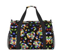 Consapevolezza dell'autismo Puzzle Pezzi Cuore Viaggio Duffel Bag Weekend Bag Weekender Pernottamento Carry On Borsa a Mano Allenamento Sport Ospedale