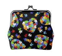 Consapevolezza dell'autismo Puzzle Pezzi Stampa Cuore Moda Ms Sacchetto di Cuoio Portatile Portafoglio Bacio-Lock Money Bag Carino Frizione Fo Donne