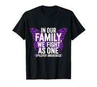 Consapevolezza dell'epilessia We Fight As One Purple Ribbon Butterfly Maglietta