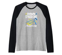 Consapevolezza patriottica della sindrome di Down della Bandiera degli Stati Uniti Maglia con Maniche Raglan