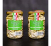 Conserva Sott'olio di Quartirolo Lombardo DOP con Erbette - Autentico Formaggio Lombardo (2 vasi 140 gr)
