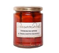 Conserve Conti - Peperoncini ripieni al Finocchietto Selvatico in Olio Extravergine d'Oliva - 2 vasi da ml. 314/540 g - produzione artigianale