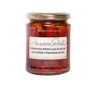 Conserve Conti - Peperoncini ripieni alle acciughe con capperi e pomodori secchi - 2 vasi da ml. 314/540 g - produzione artigianale siciliana