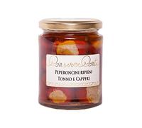 Conserve Conti - Peperoncini ripieni di tonno e capperi - 2 vasi da ml. 314/540 g in olio extravergine d'oliva - produzione artigianale siciliana